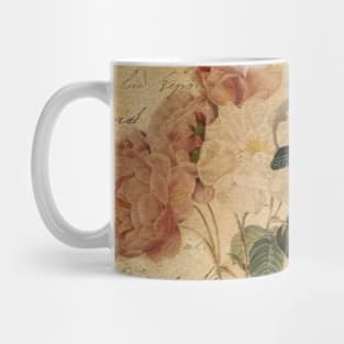 modern vintage rose bird paris french botanical floral art Mug